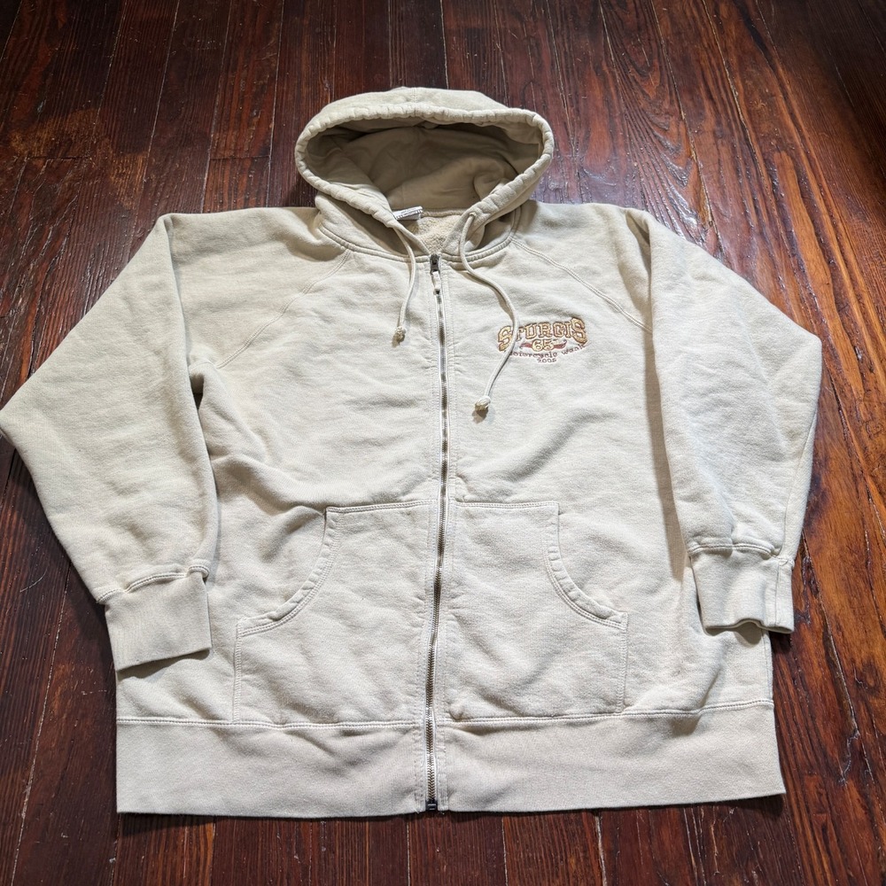 Vintage 2005 Sturgis Hoodie Mens XL Full Zip Biker Y2K Made in Russia Sweatshirt